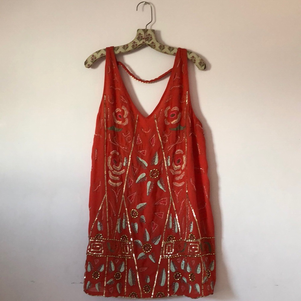 Bright orange cocktail dress
